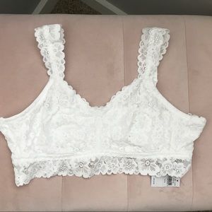 Aerie white floral lace bralette size XL